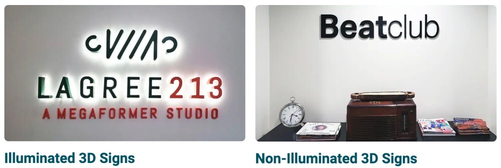 Illuminated 3D Signs & Non Illuminated 3D Signs